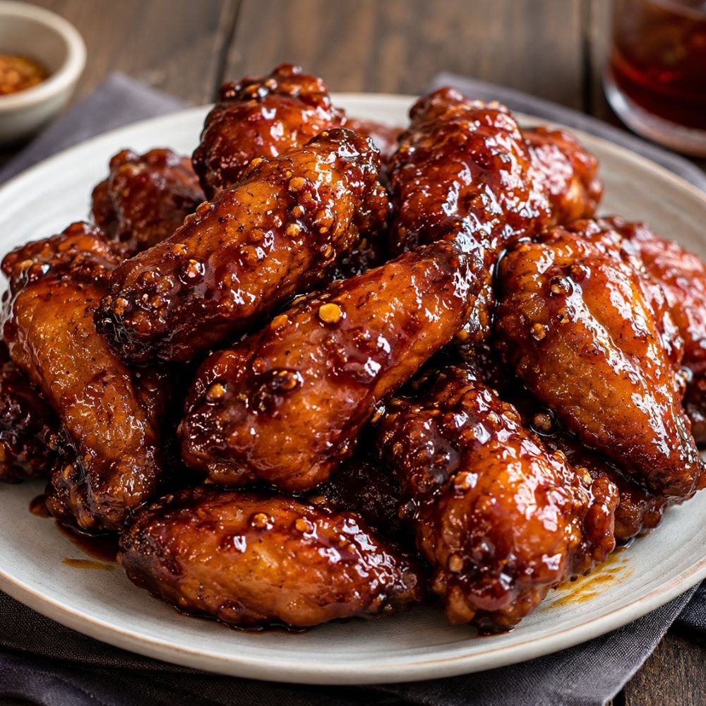 Ailes de poulet, café et sirop d’érable sous forme de bouchées