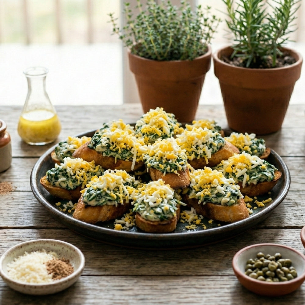 Bouchées d'épinard croustillantes et oeuf
