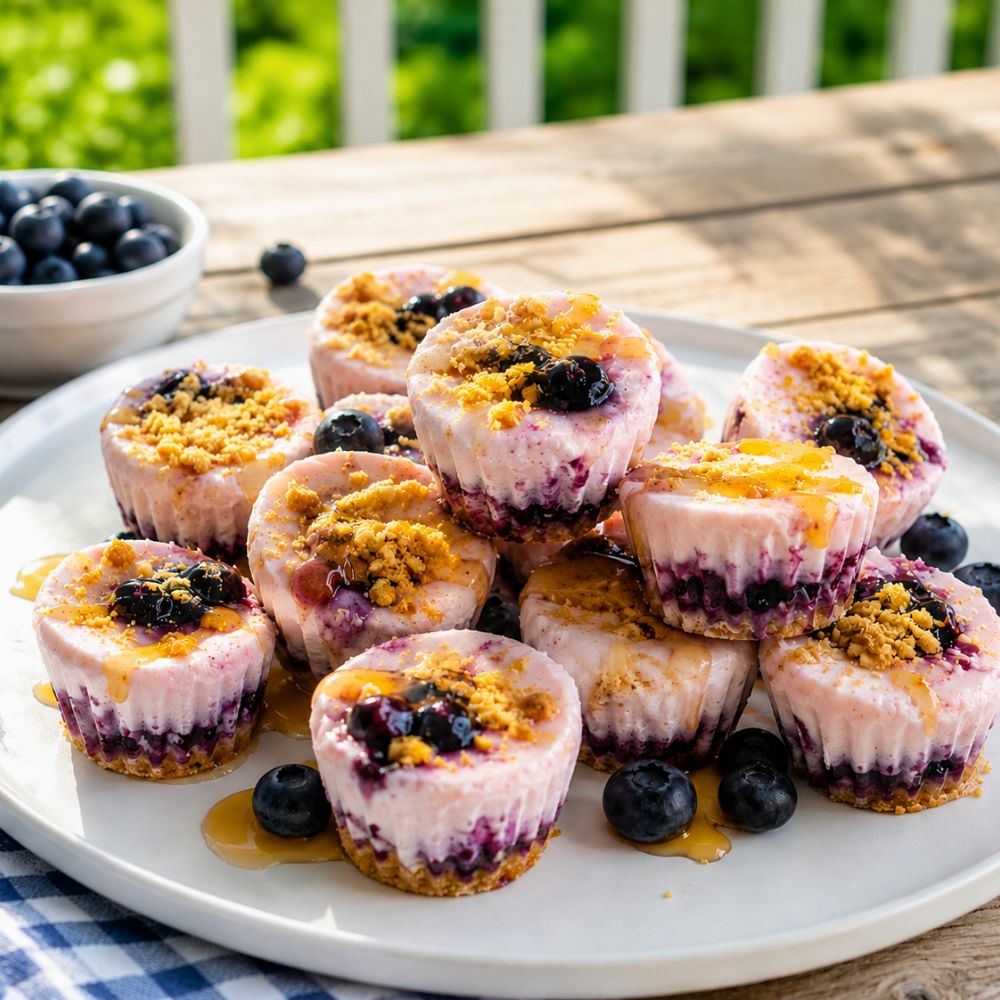 Bouchées de cheesecake glacé aux bleuets