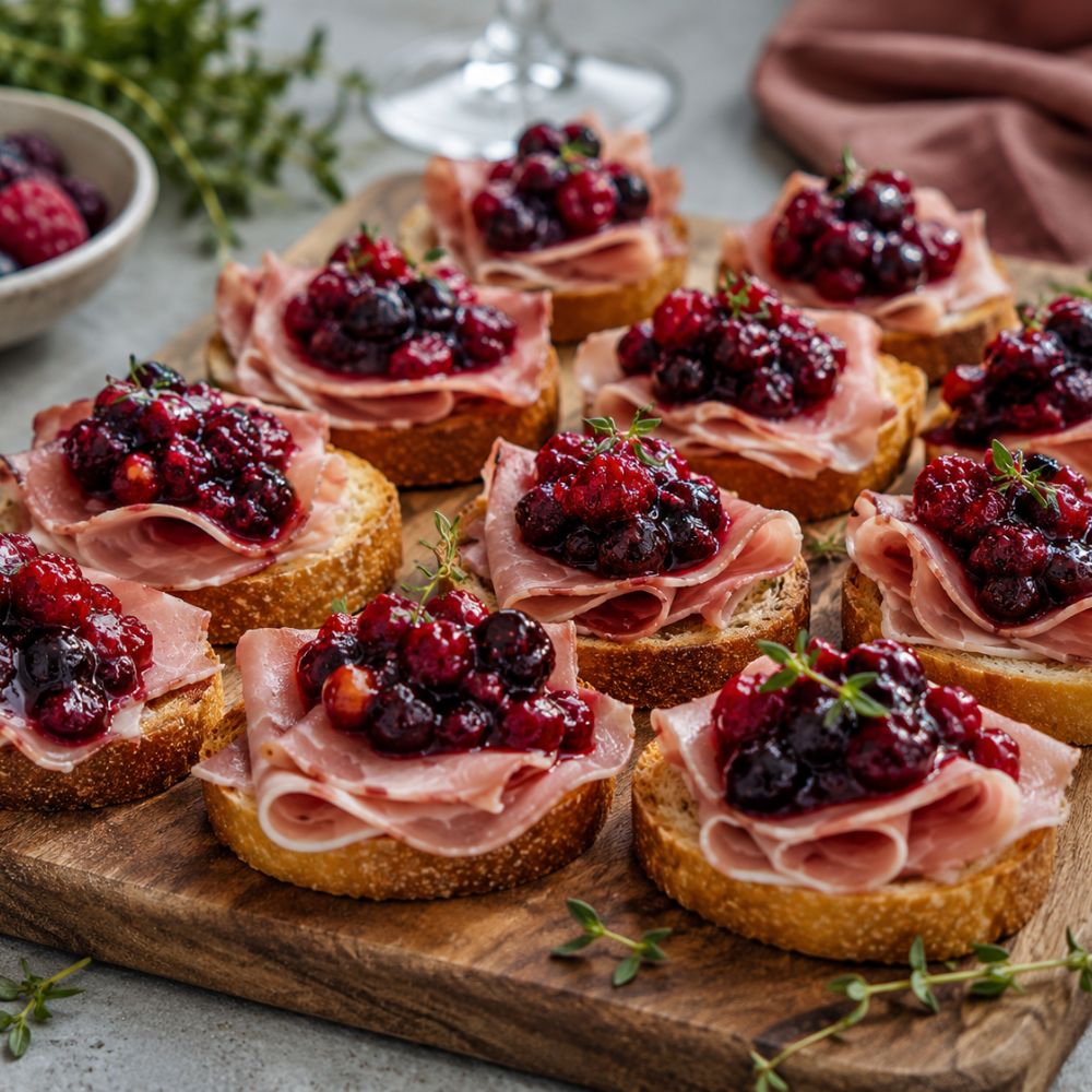 Bouchées de jambon et petits fruits