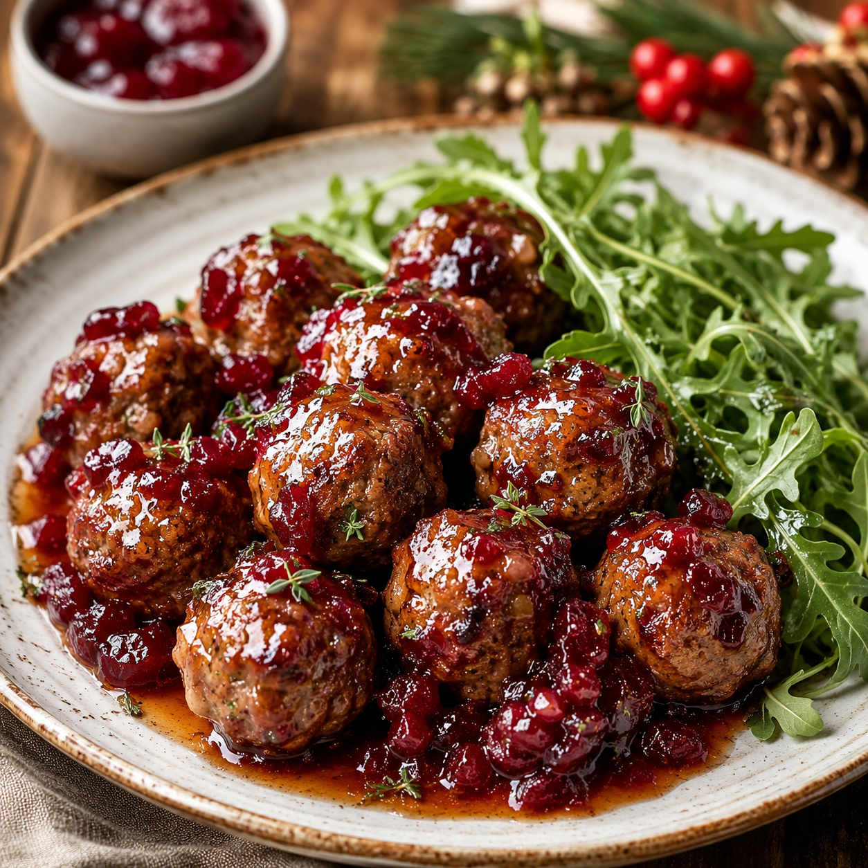 Boulettes de Noël et confiture de canneberge