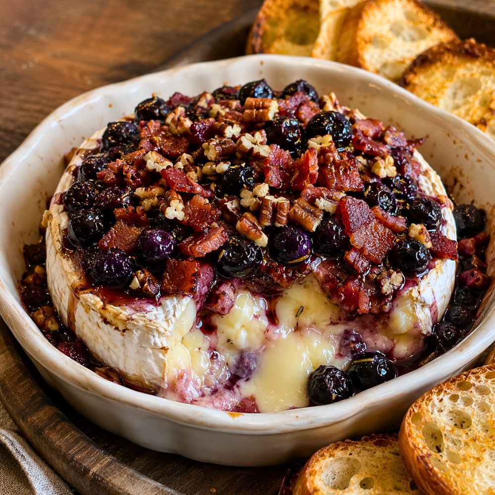 Brie fondant aux bleuets et bacon
