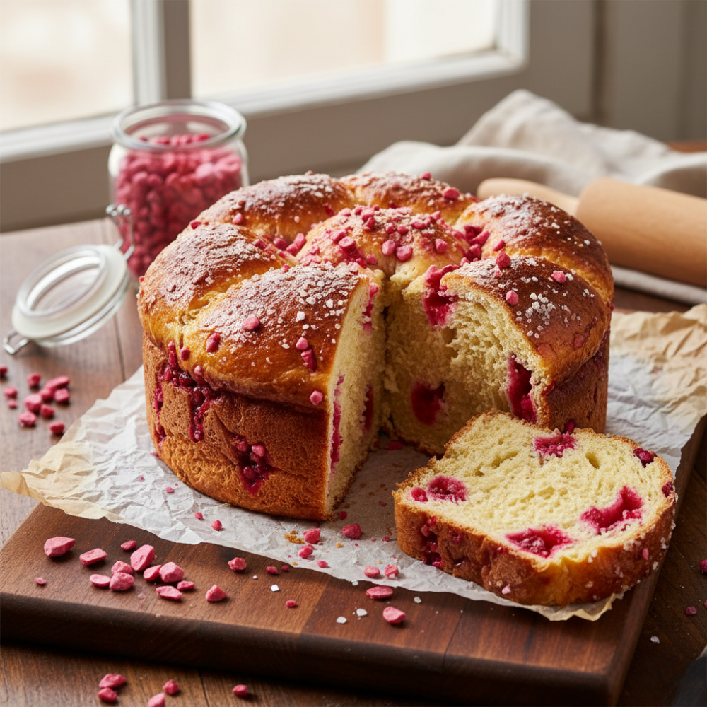 Brioche aux pralines roses