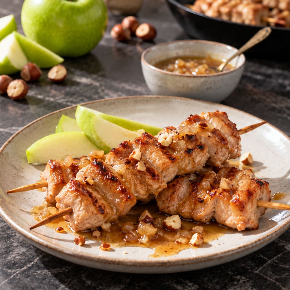 Brochette de porc au cidre de glace