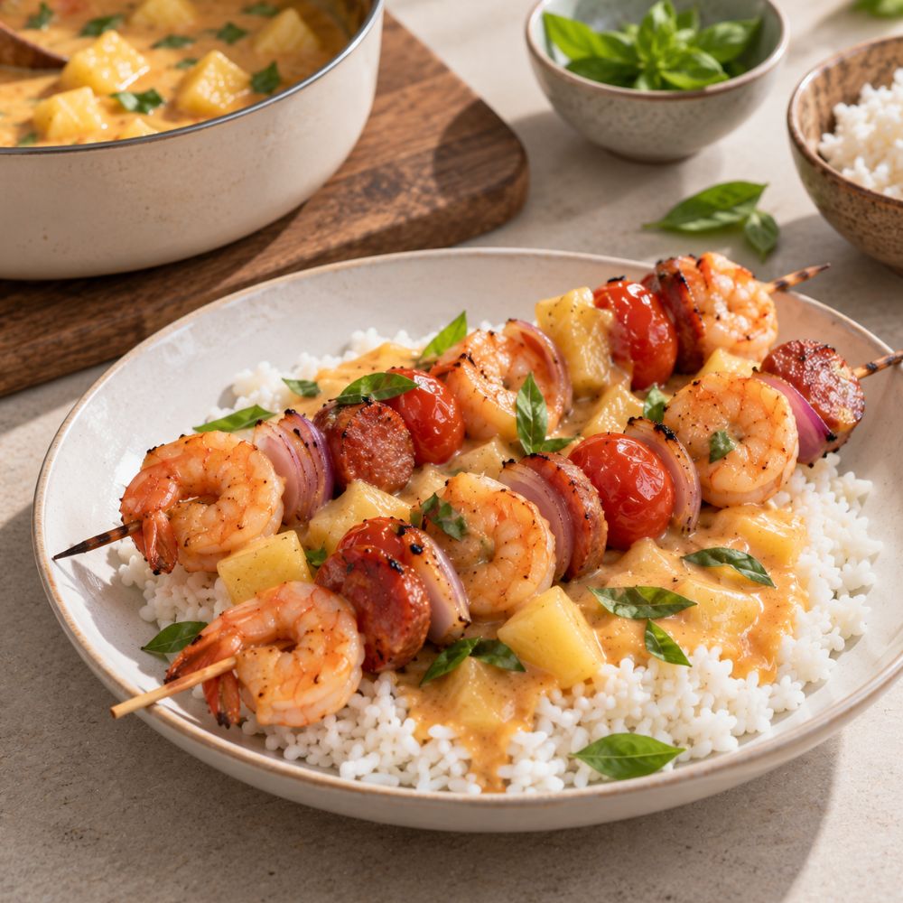 Brochettes de crevettes sauce aigre douce