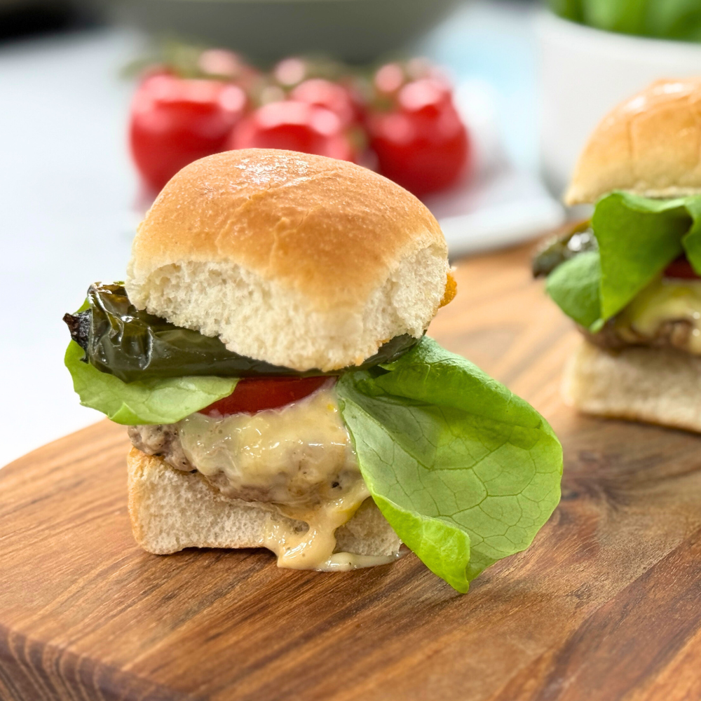 Burger de veau, mayonnaise à l'ail confit