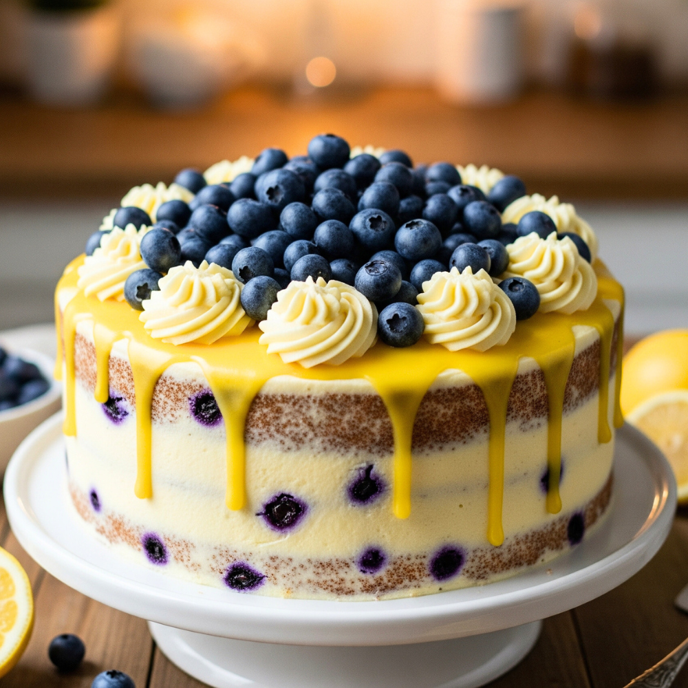 Cake citron et bleuets