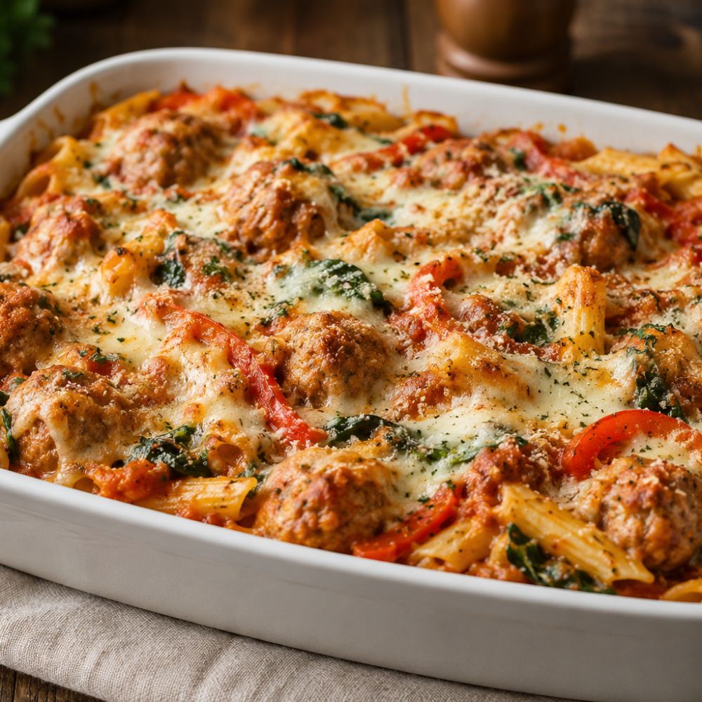 Casserole de Boulettes de Poulet à la Sauce Tomate à l'Italienne
