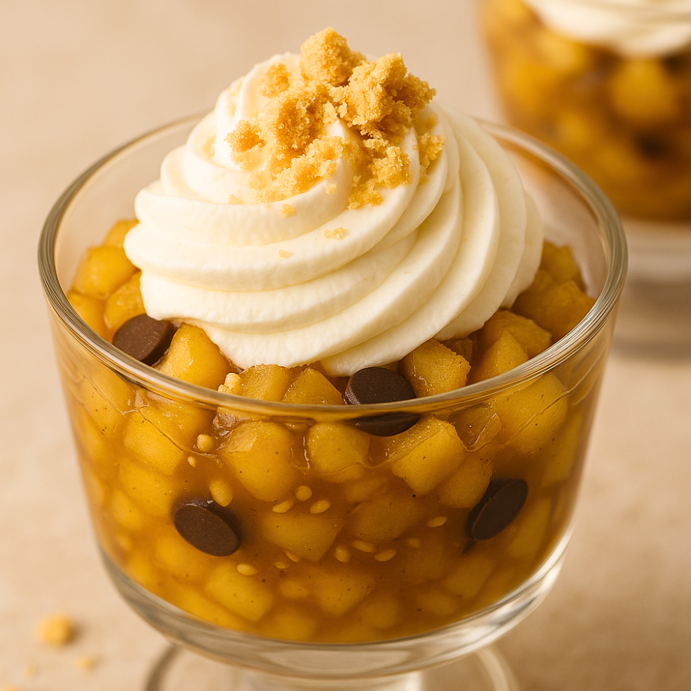 Compote de pommes et crème fouettée