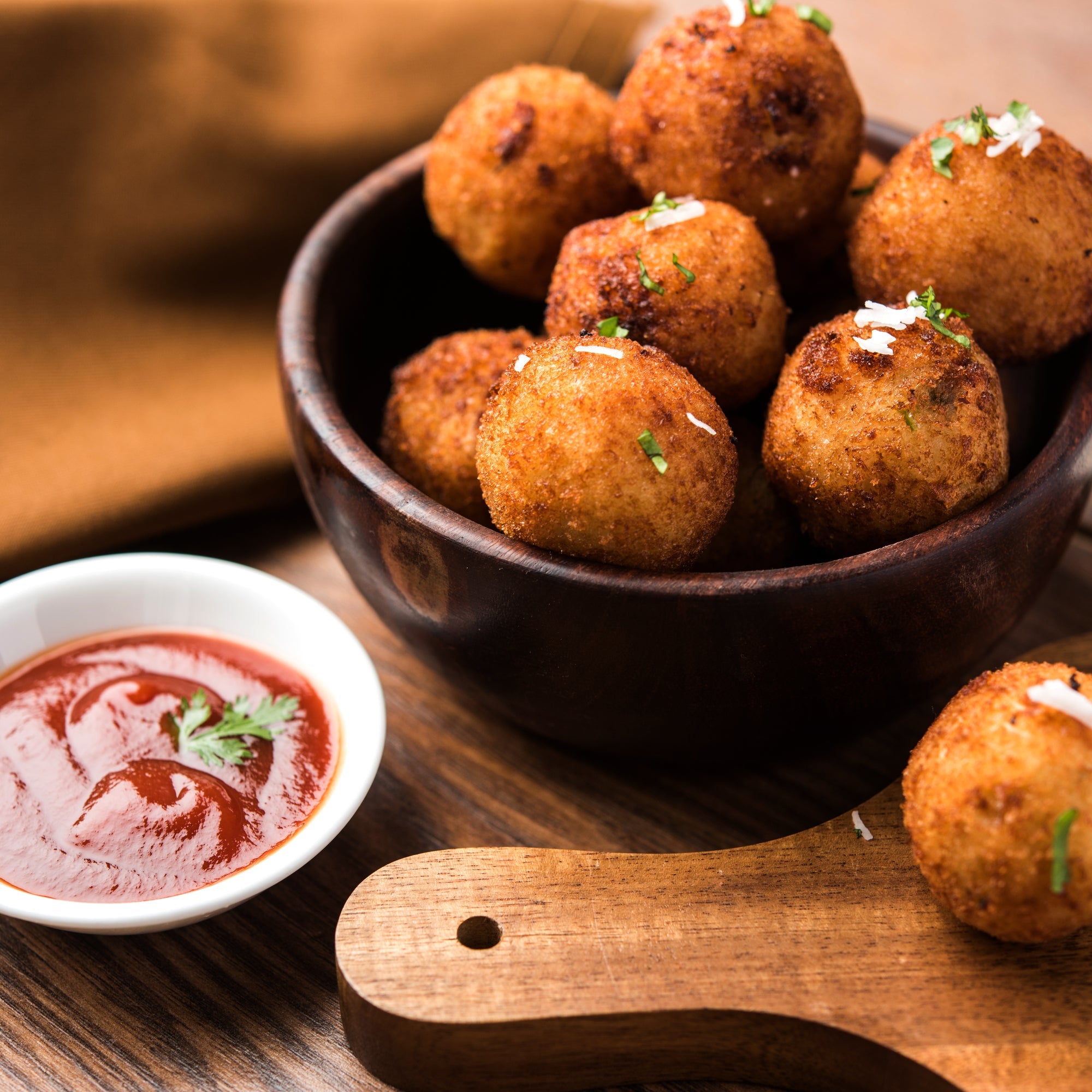 Croquettes de Purée de Pommes de Terre au Poulet Effiloché, Parmesan et Panko