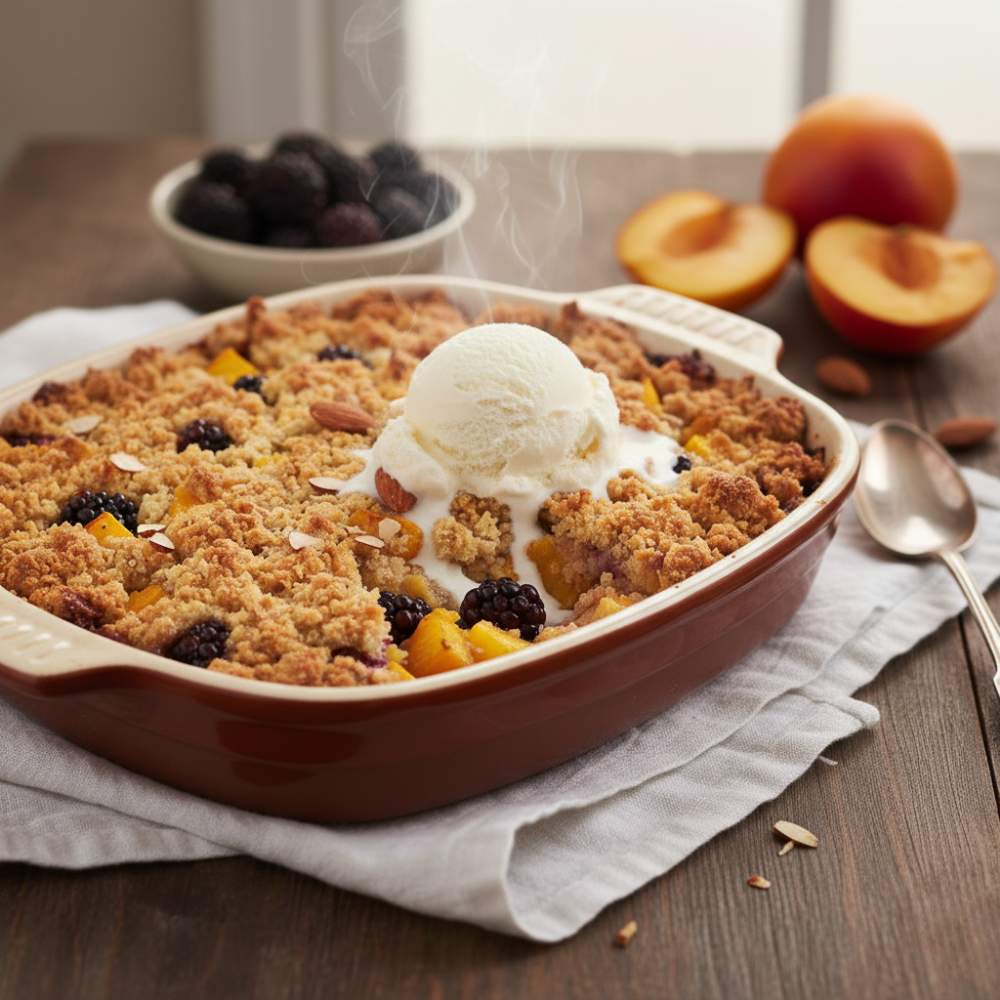 Crumble Nectarines Jaunes et Mûres