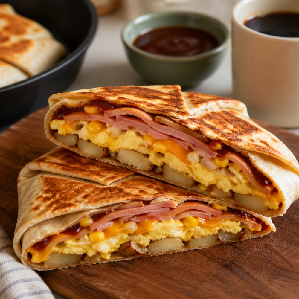 Crunchwrap déjeuner œufs et jambon