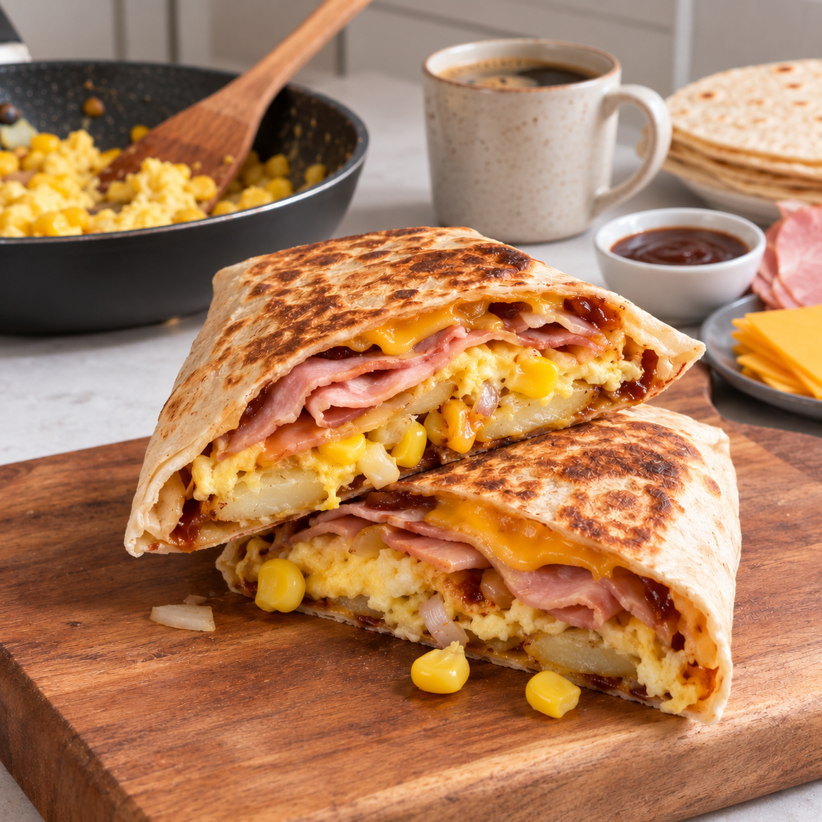 Crunchwrap déjeuner œufs et jambon
