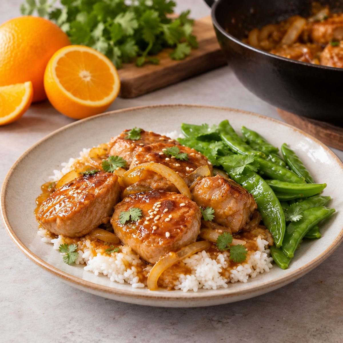 Filet de porc à l'orange et au sésame