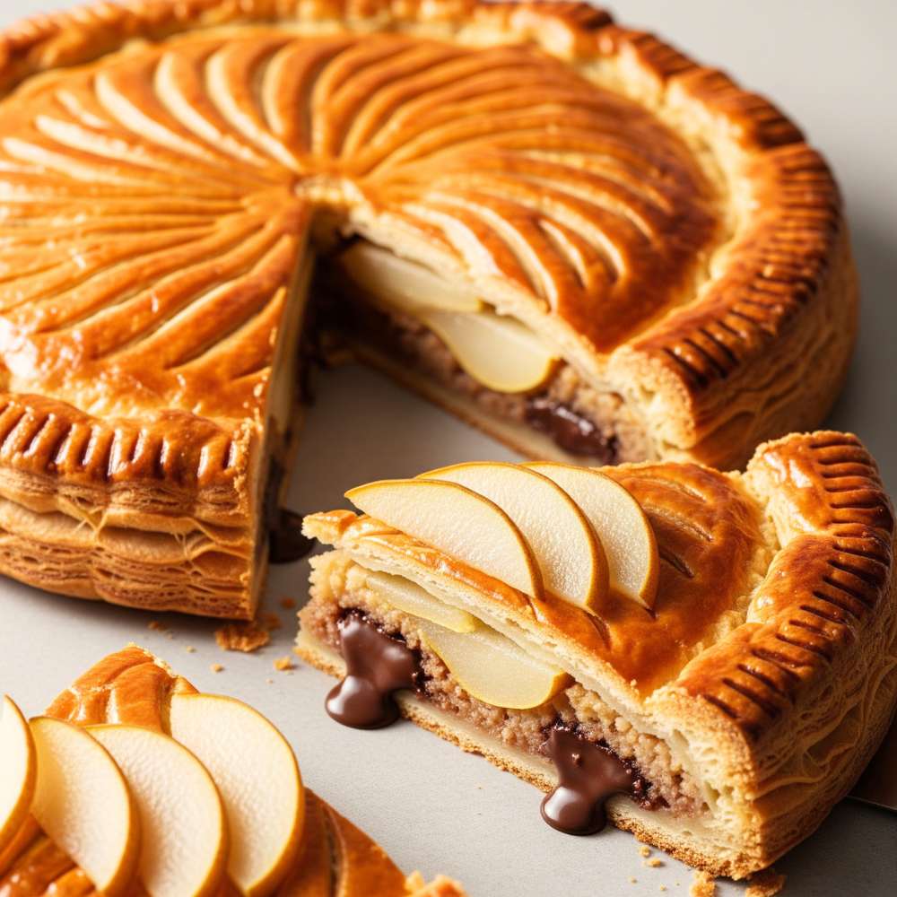 Galette des rois amande, poire et chocolat