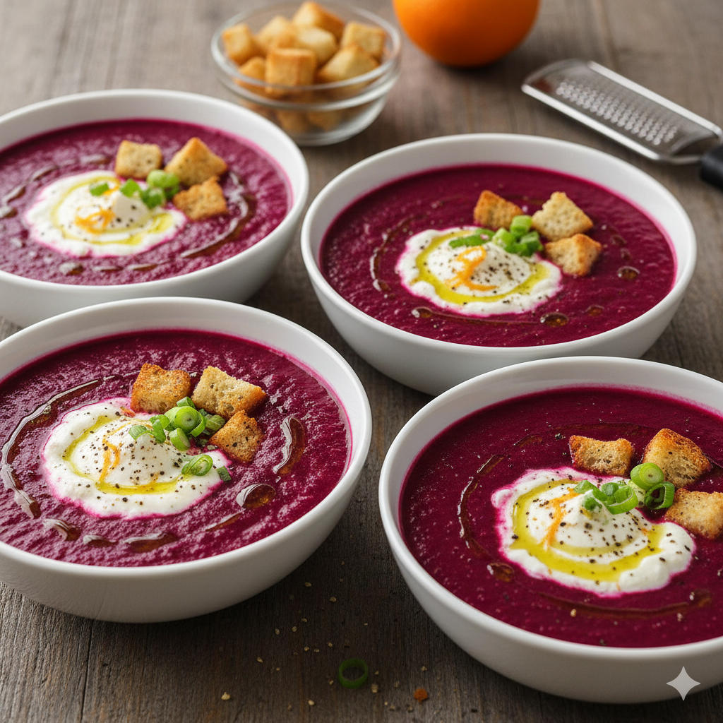 Gaspacho de Betterave à l’Orange et au Chèvre frais