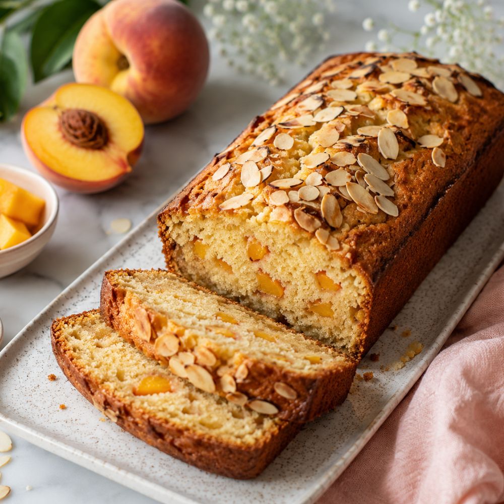 Gâteau aux pêches et amande