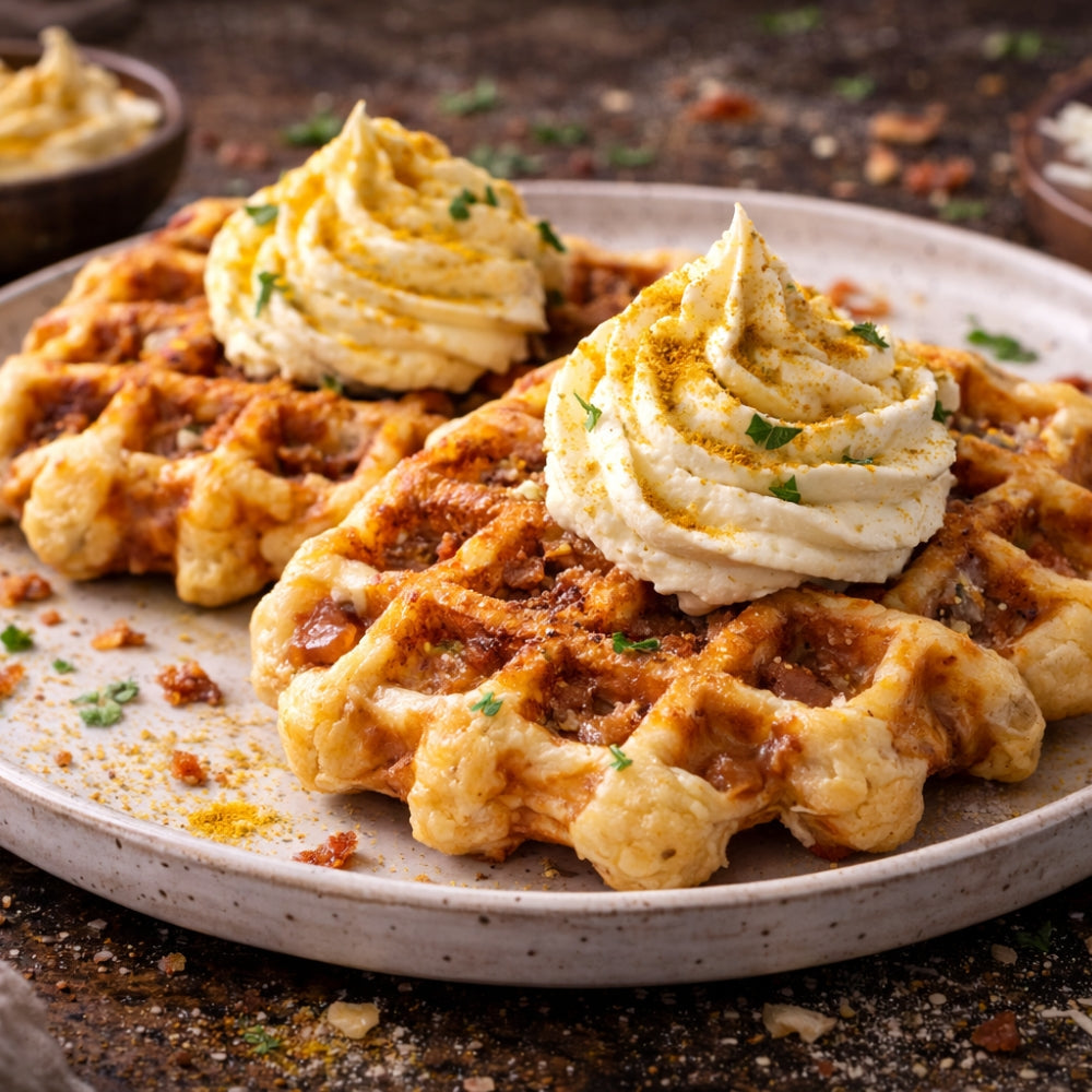 Gaufres Jambon-Migneron & Chantilly au Curry