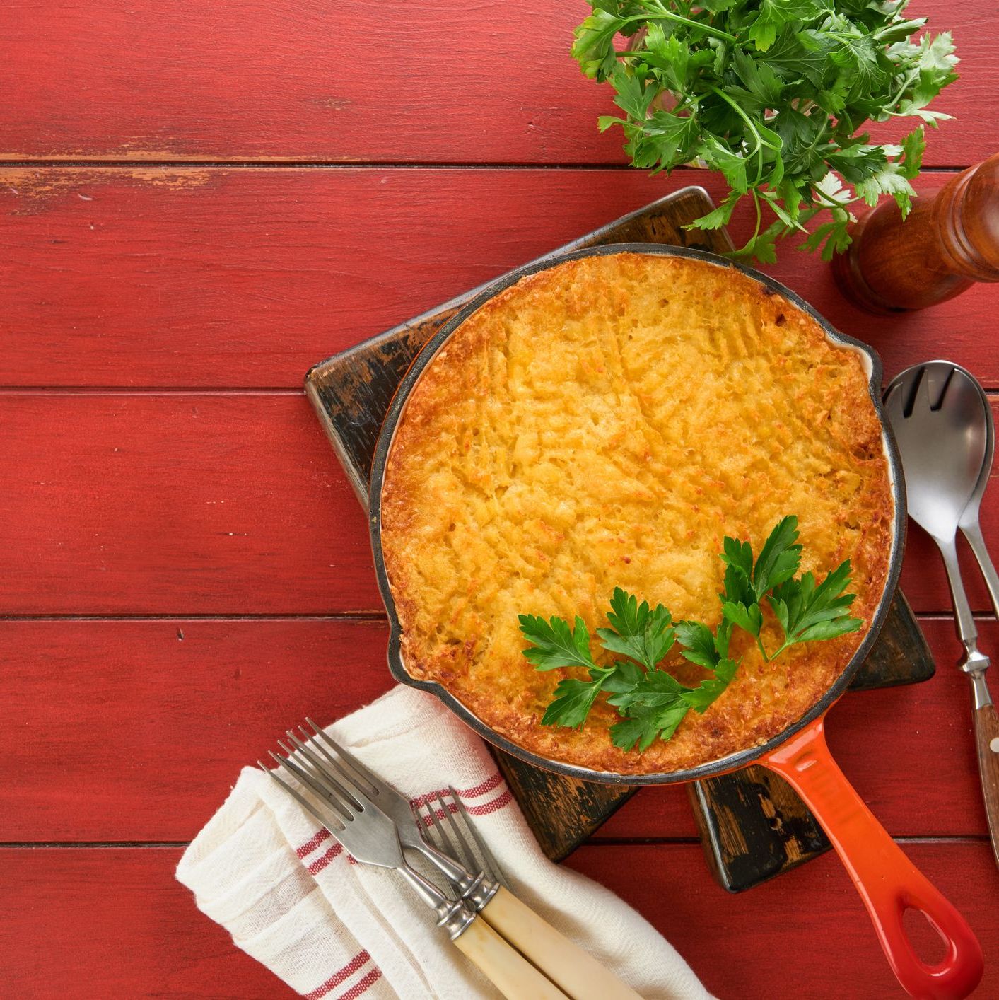 Gratin de purée de carottes et poulet effiloché au fromage de chèvre