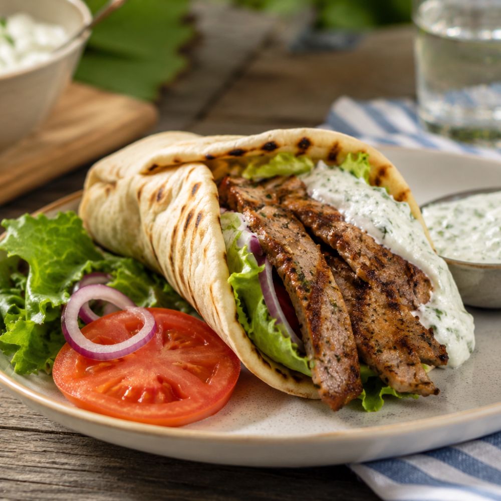 Gyros de porc bbq et tzatziki