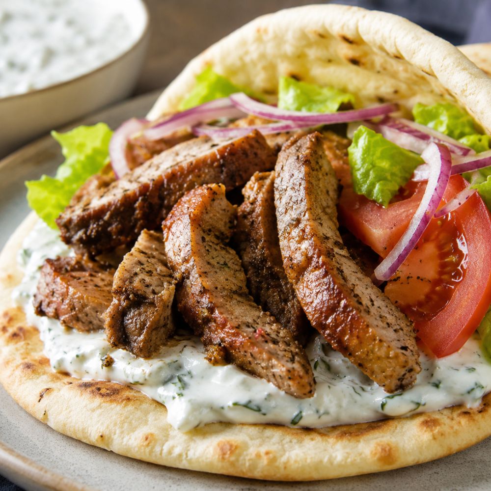 Gyros de porc grillé et tzatziki