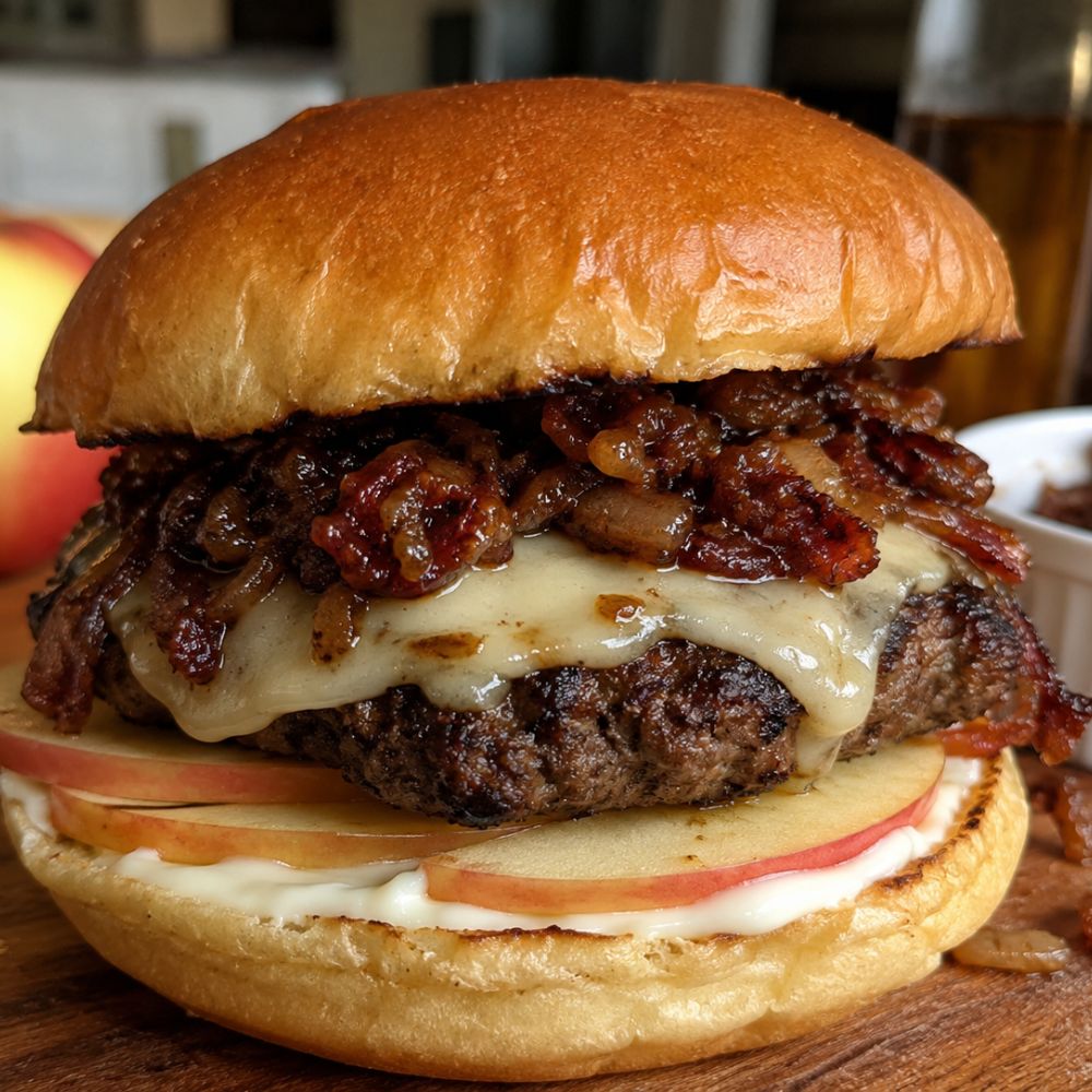 Burger succulent et caramel de bacon