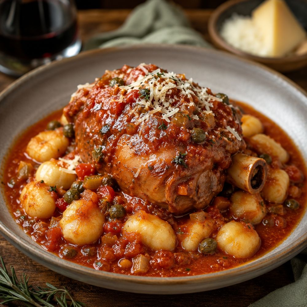 Jarret de porc à l’italienne et gnoocchi