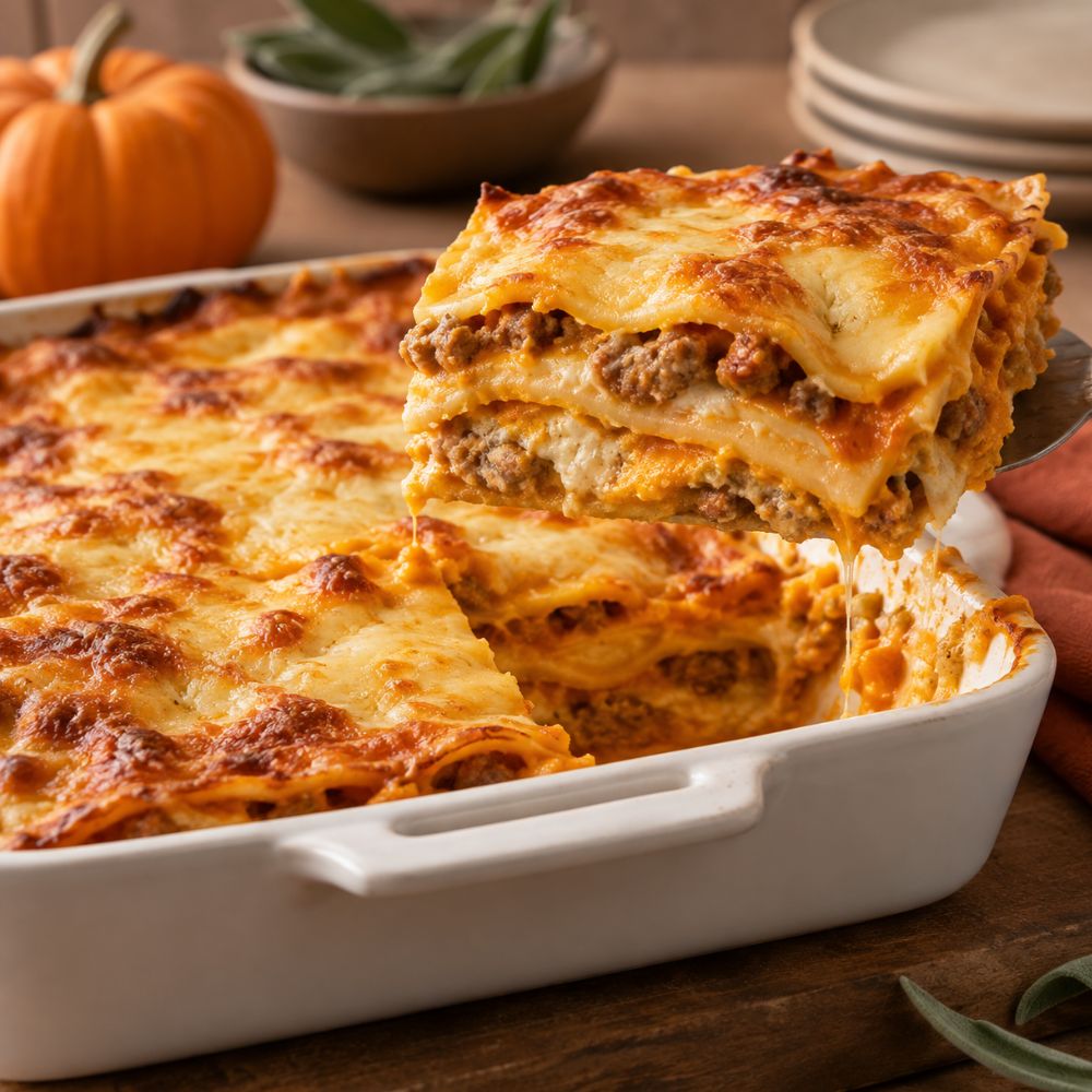 Lasagne crémeuse à la citrouille & saucisse italienne