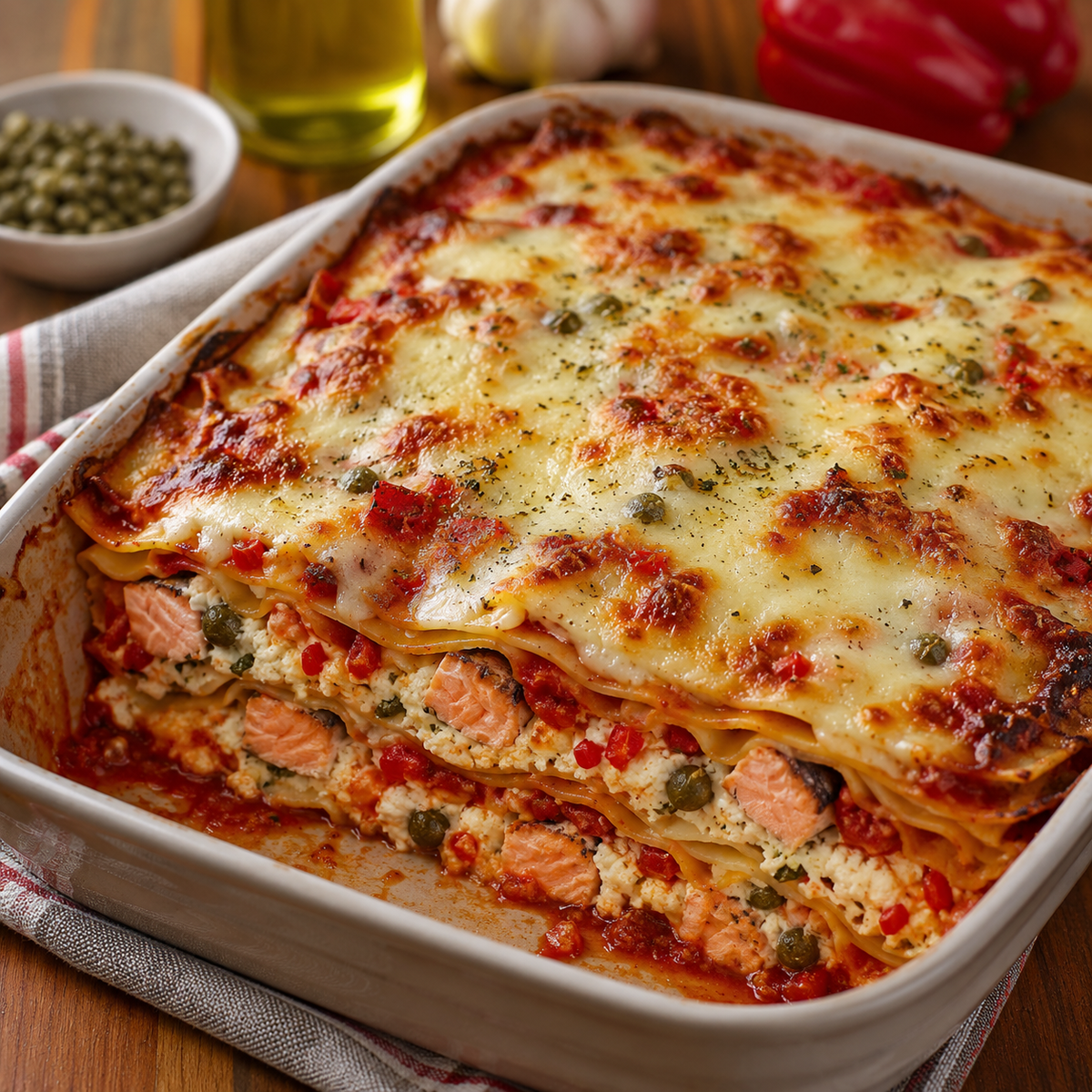 Lasagne saumon et câpres