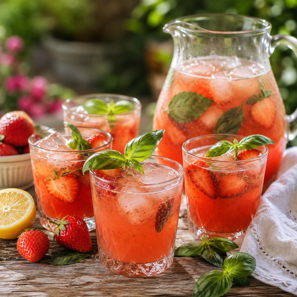 Limonade fraise et basilic