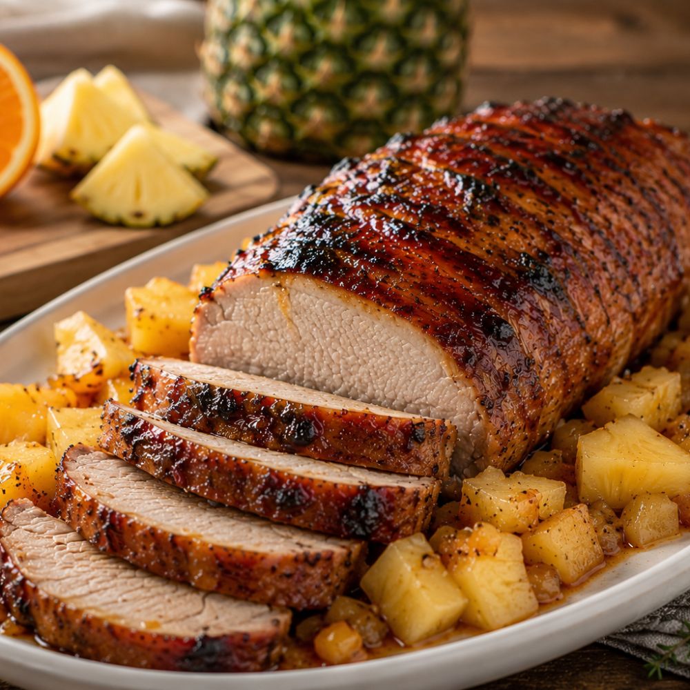 Longe de porc laquée à l’orange et à l’ananas