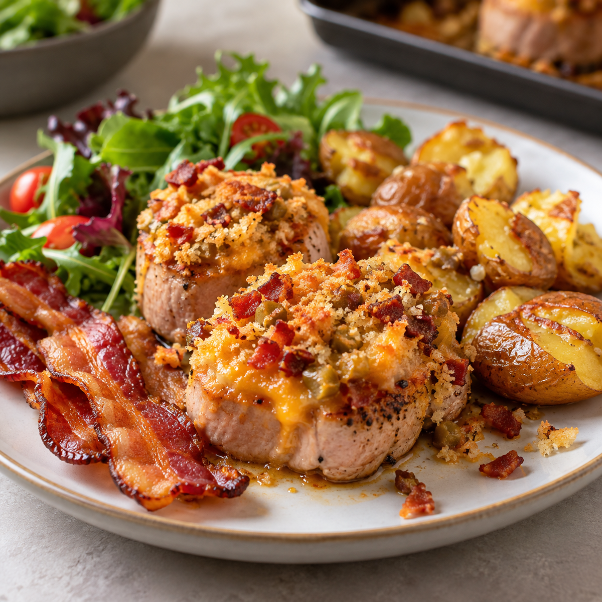 Médaillons de porc au cheddar et bacon