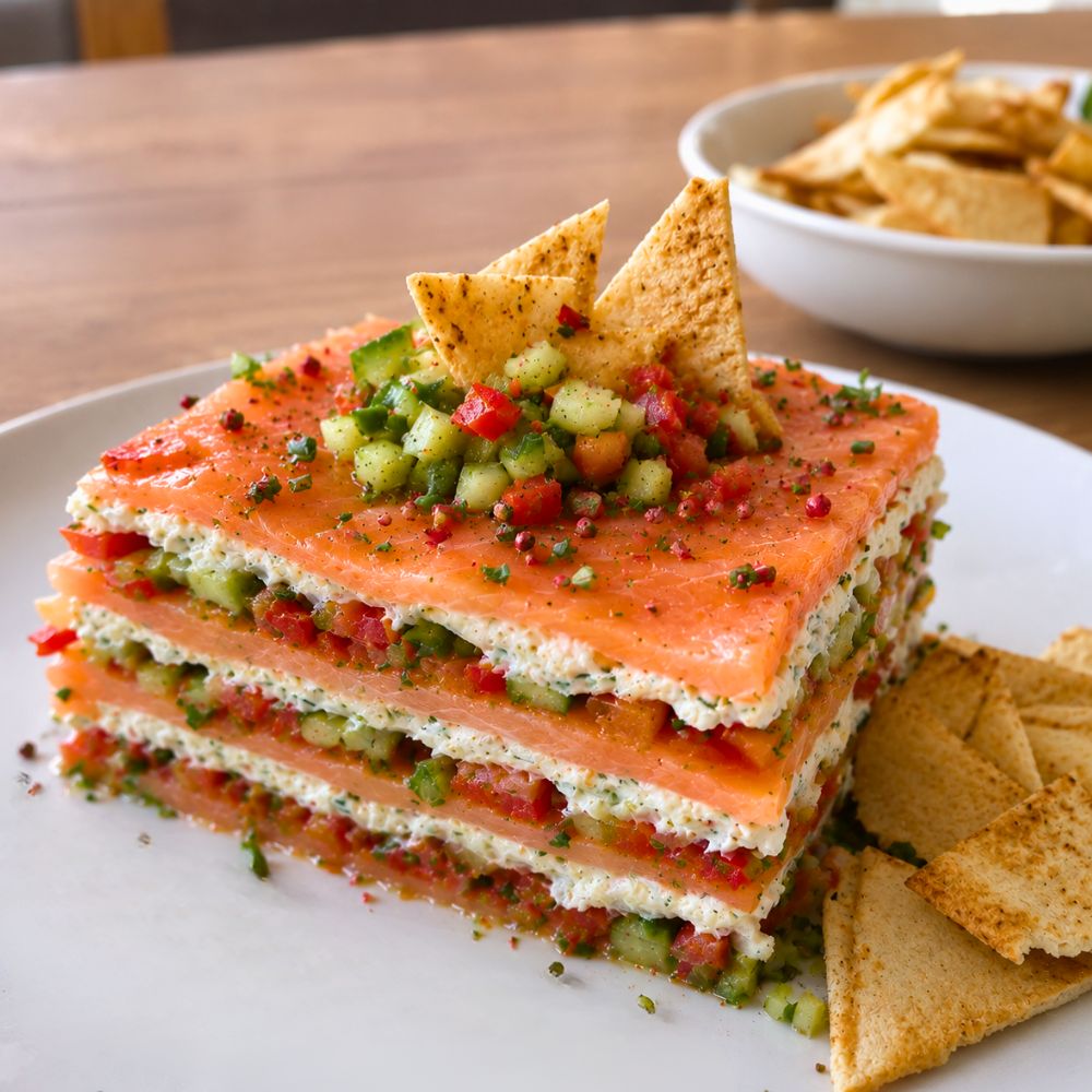 Mille-feuille de saumon fumé
