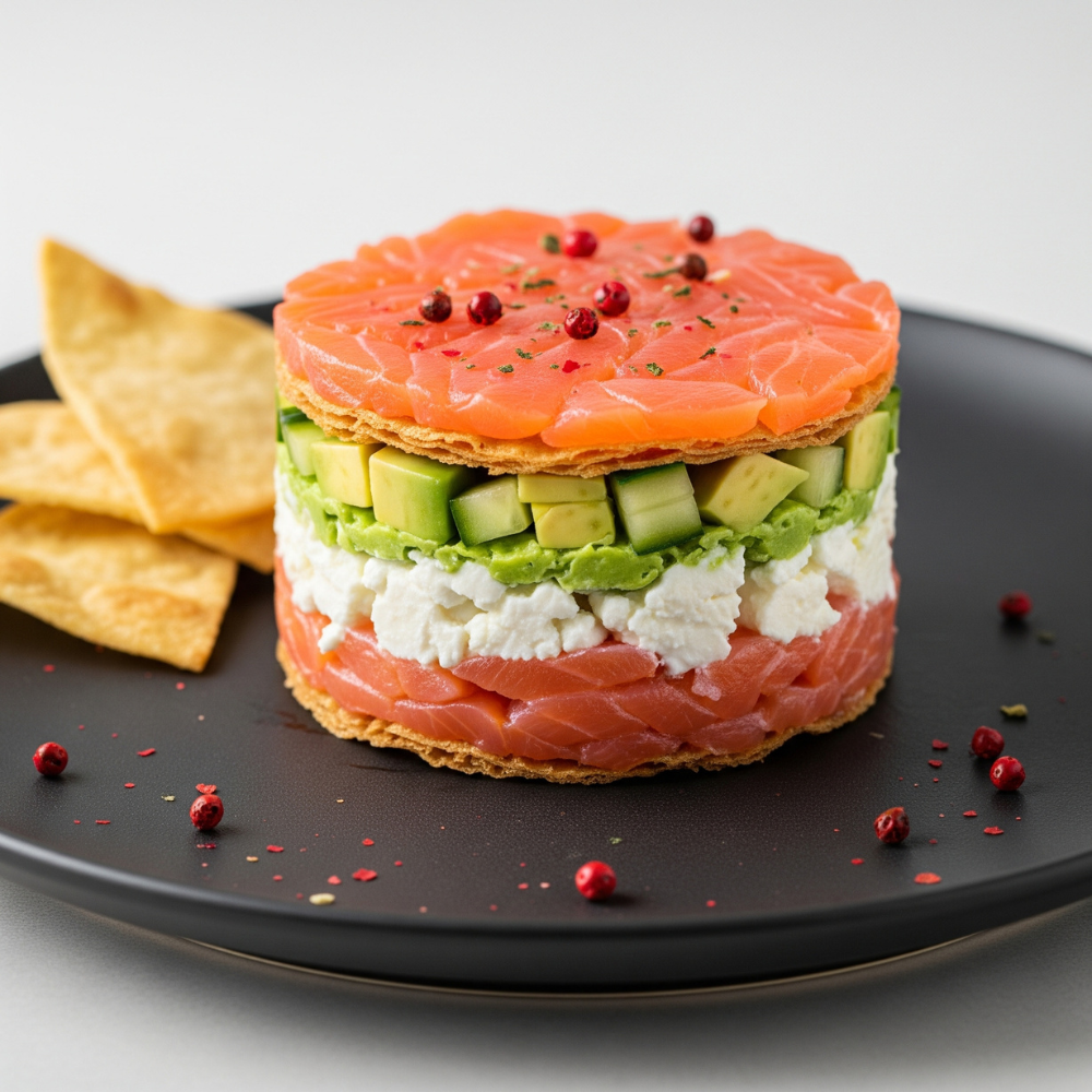 Mille-feuille de saumon fumé