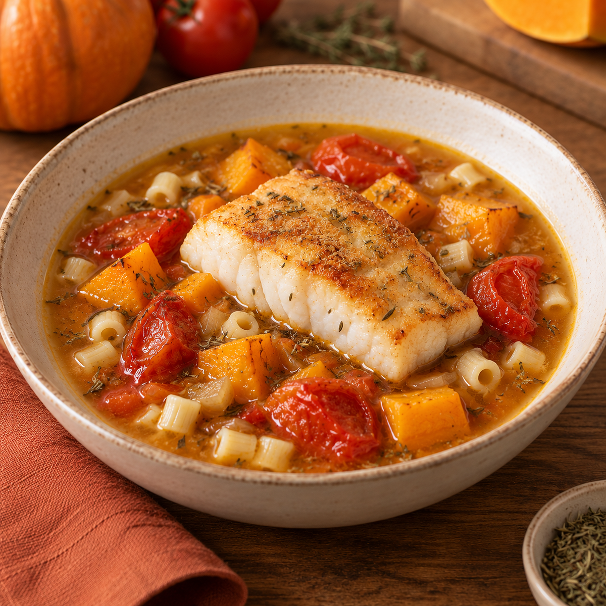 Minestrone d’automne et aiglefin