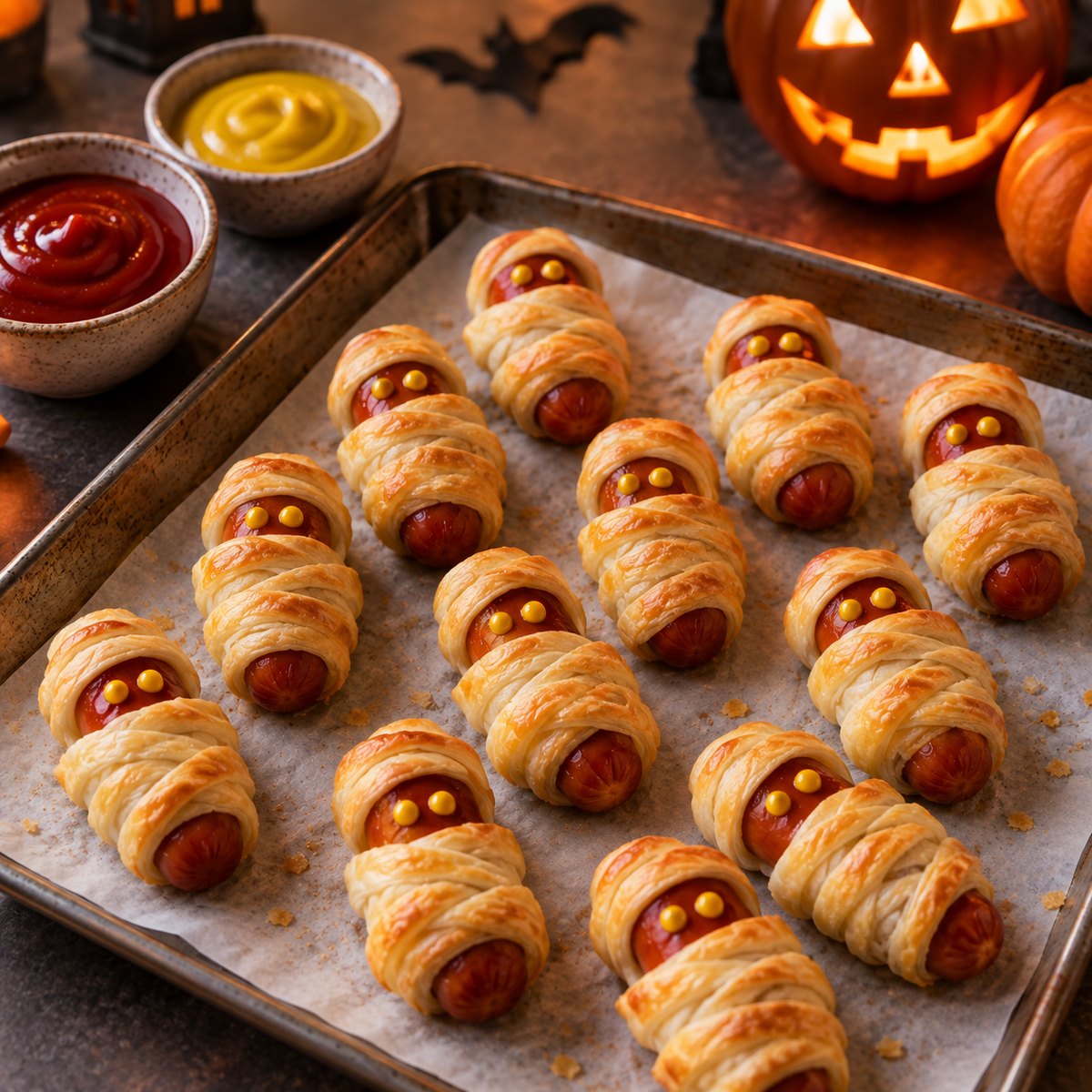 Mini-saucisses momies en pâte feuilletée