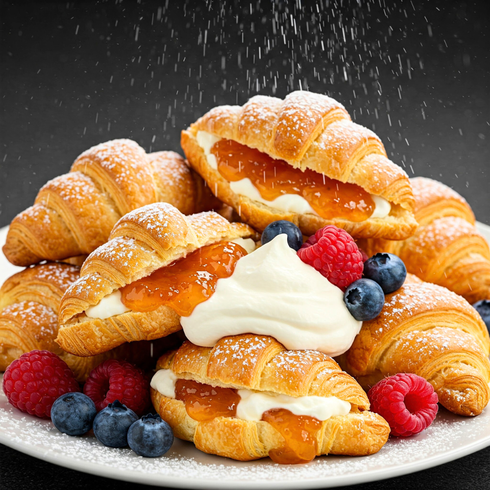 Mini croissants aux fruits et crème chantilly