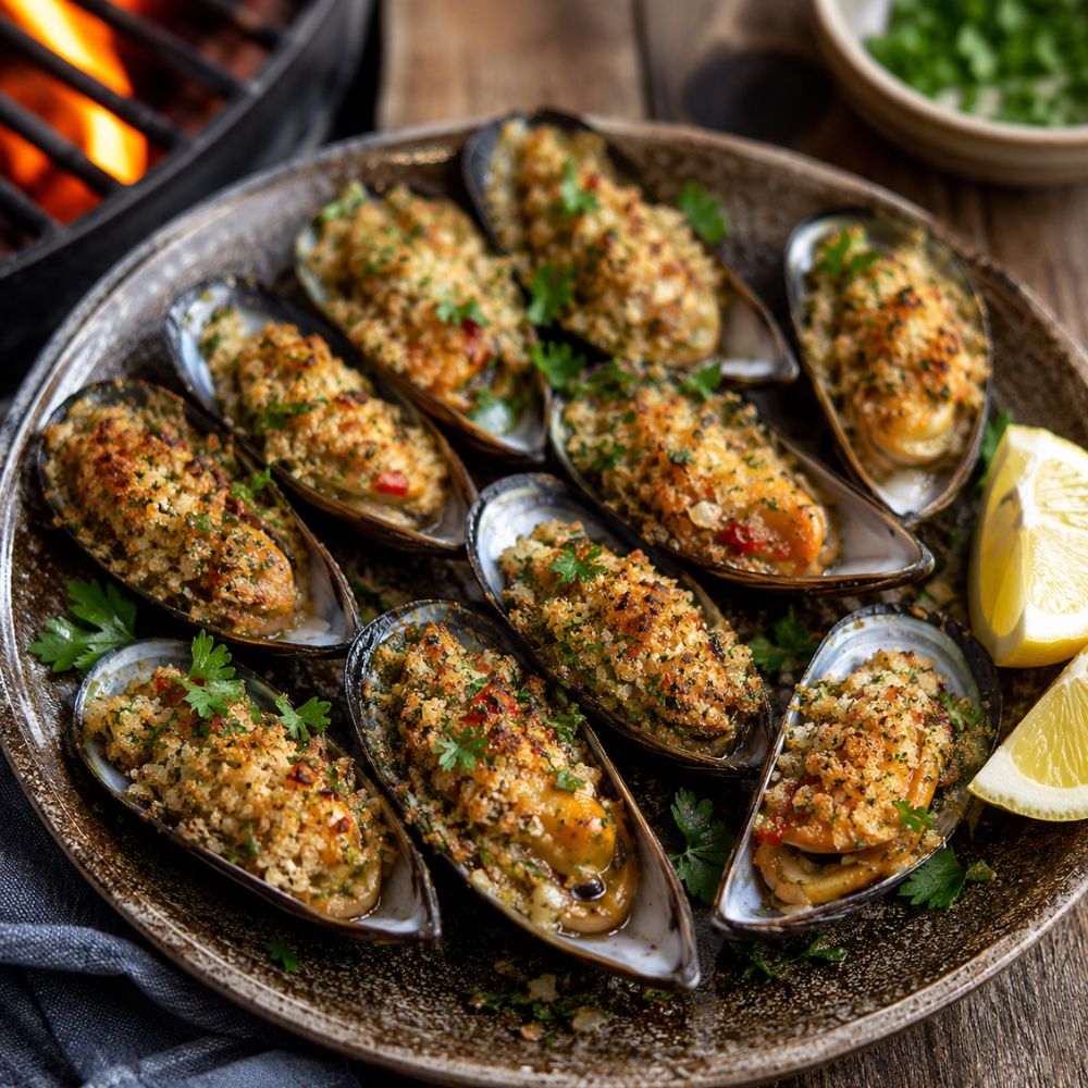 Moules gratinées