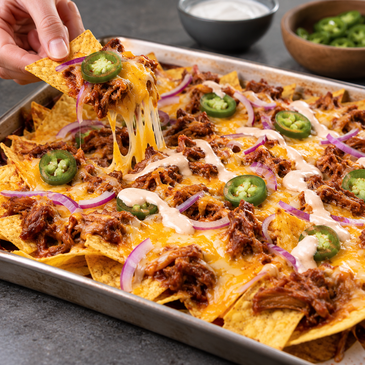 Nachos au porc braisé