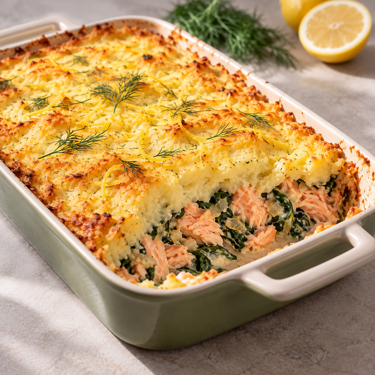 Parmentier de Saumon et Purée de Pommes de Terre au Citron et Aneth