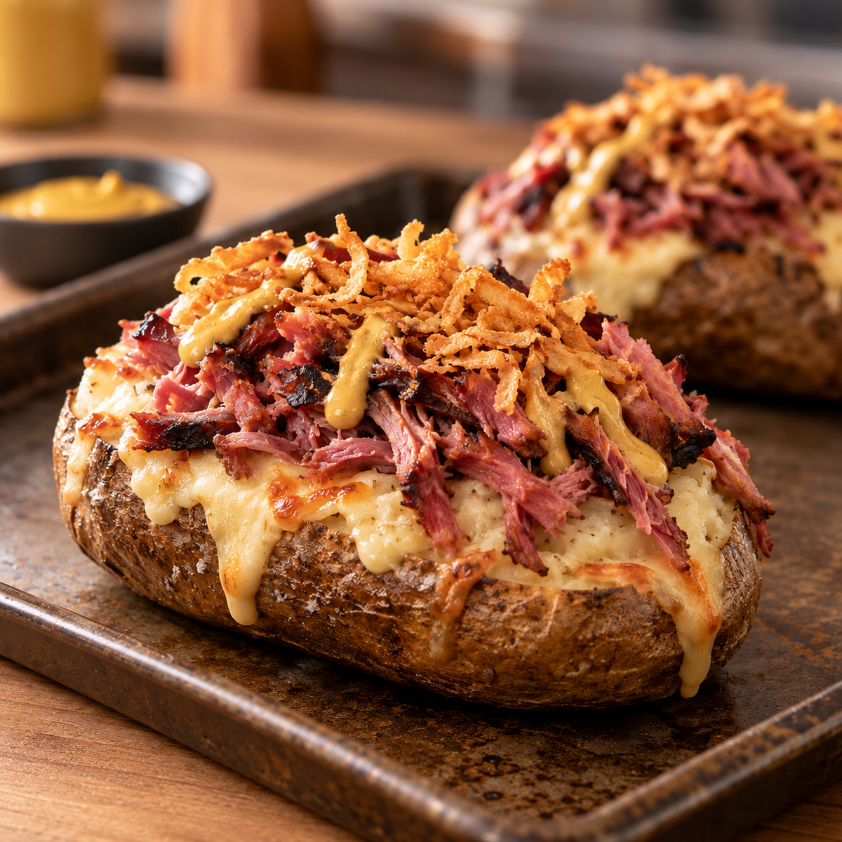 Patate garnie au smoked meat