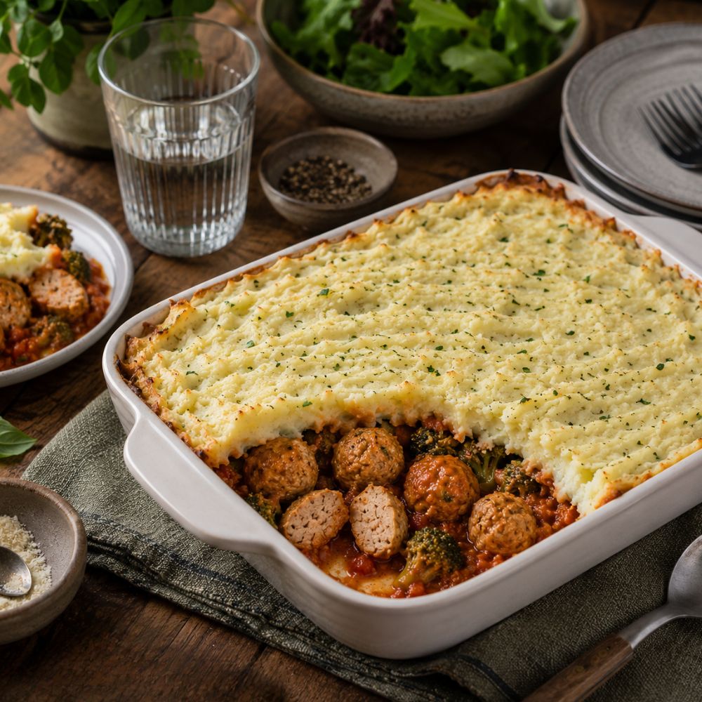 Pâté chinois aux boulettes de poulet