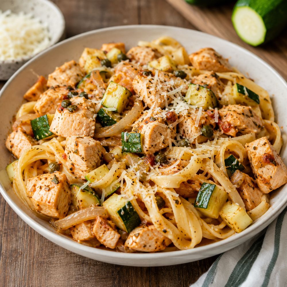 Pâtes aux courgettes et poulet