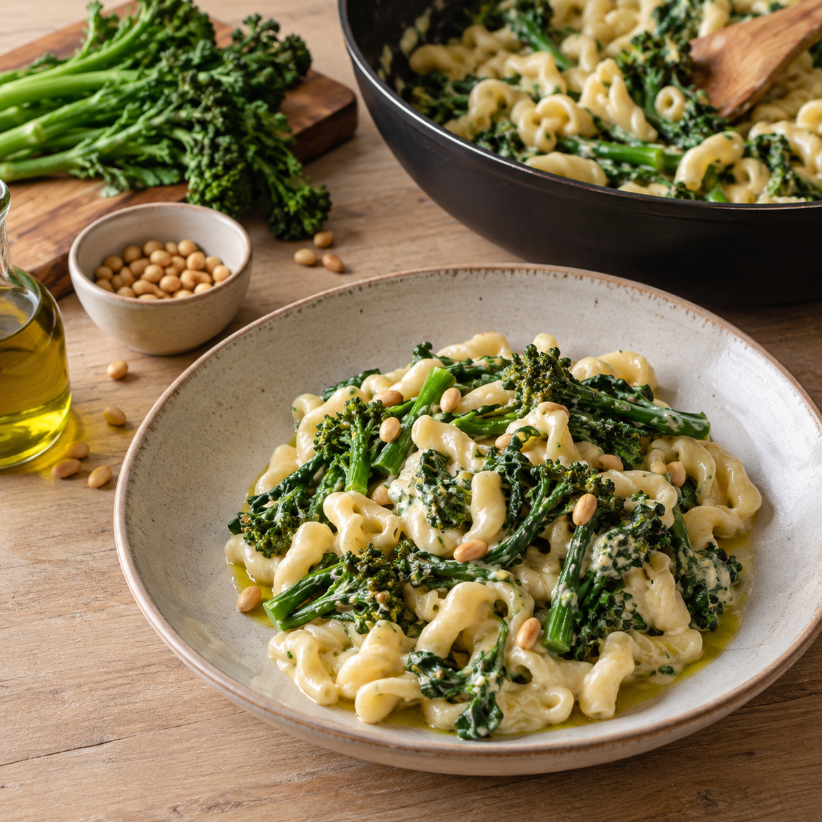 Pâtes crémeuses au rapini