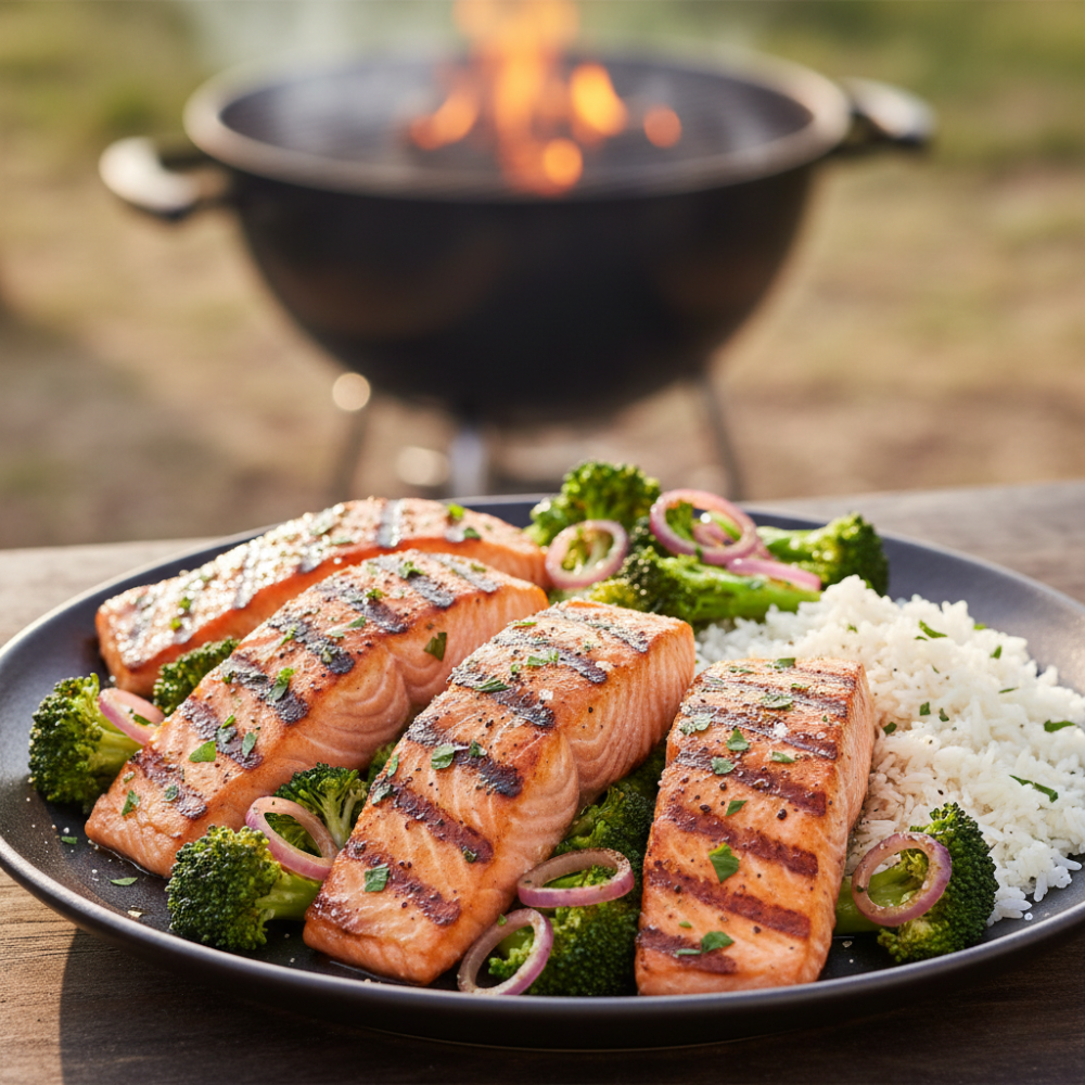 Pavé de saumon et sommités de brocoli