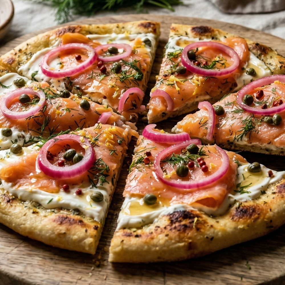 Pizza au saumon fumé