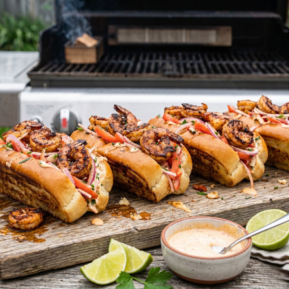 Po’boy de crevettes a la cajun au bbq