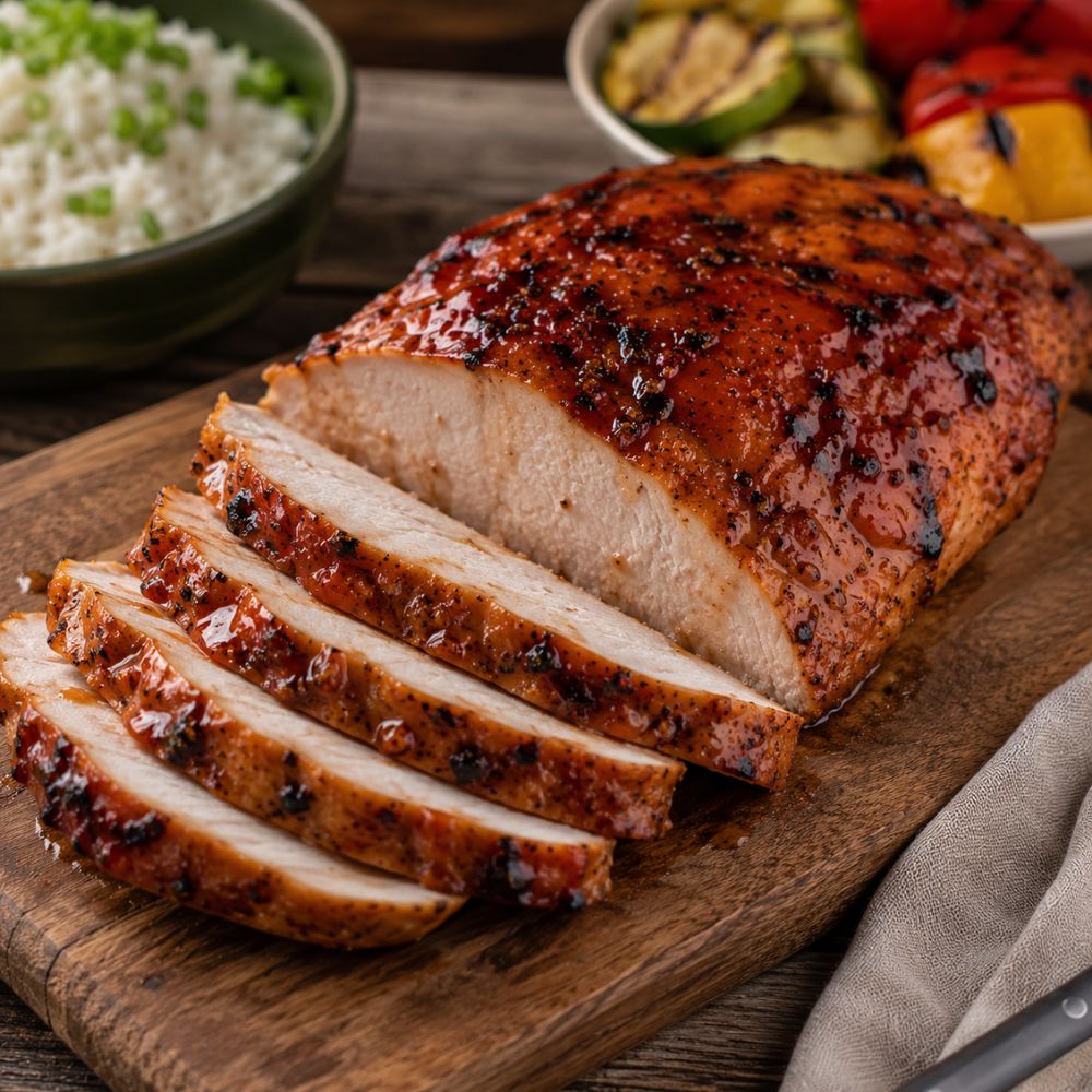 Poitrine de dinde laquée au sriracha, au bbq
