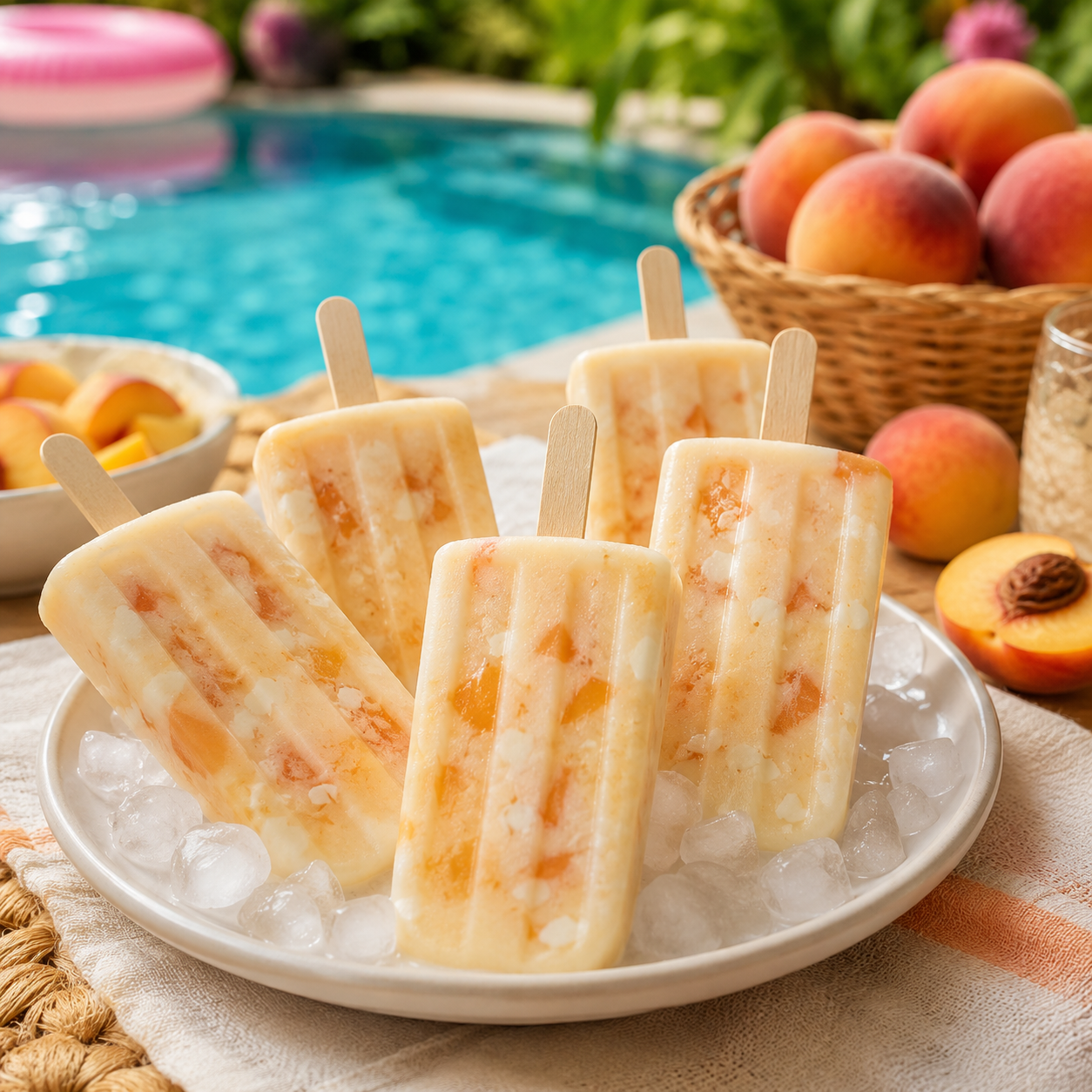 Popsicles crémeux à la pêche