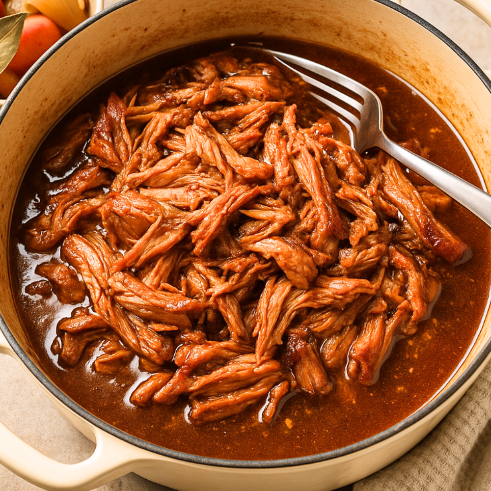 Porc effiloché à la bière et au sirop d’érable